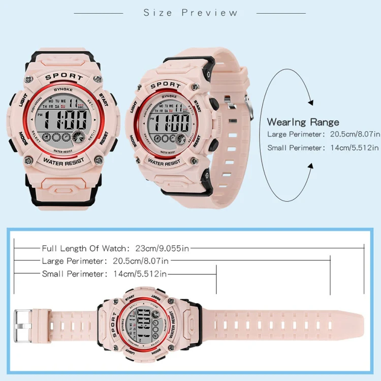 SYNOKE 9810 Multifunctional Luminous Waterproof Student Sports Watch(Smog Blue) - Image 3