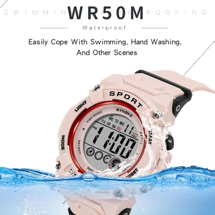 SYNOKE 9810 Multifunctional Luminous Waterproof Student Sports Watch(White) - Image 6