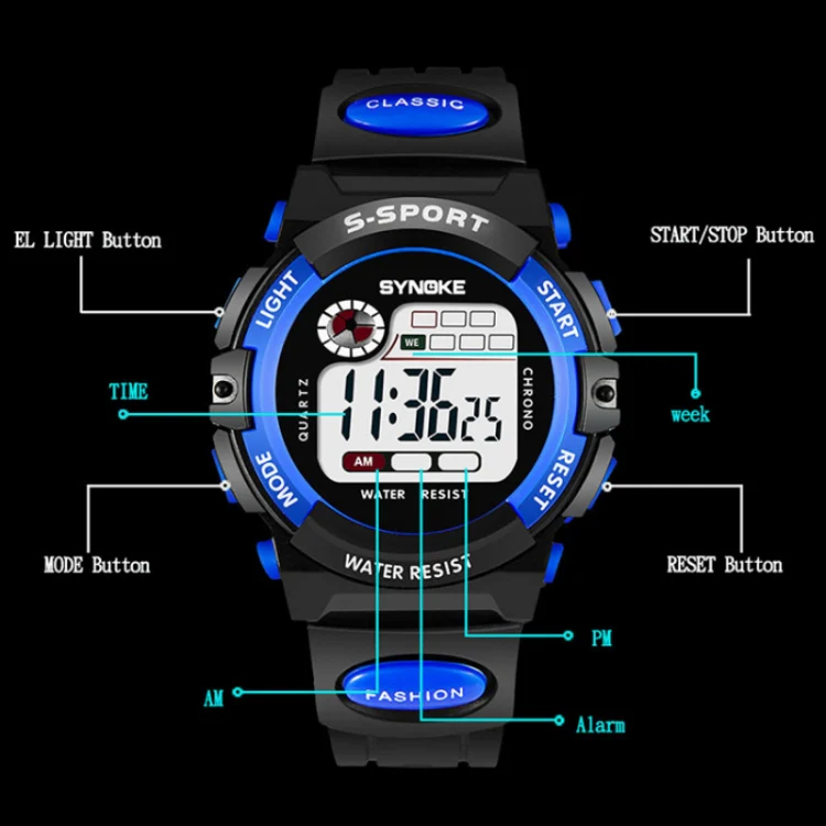 SYNOKE 99269 Children Sports Waterproof Digital Watch, Colour: Small (Orange) - Image 6