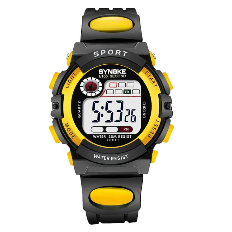 SYNOKE 99269 Children Sports Waterproof Digital Watch, Colour: Small (Yellow)
