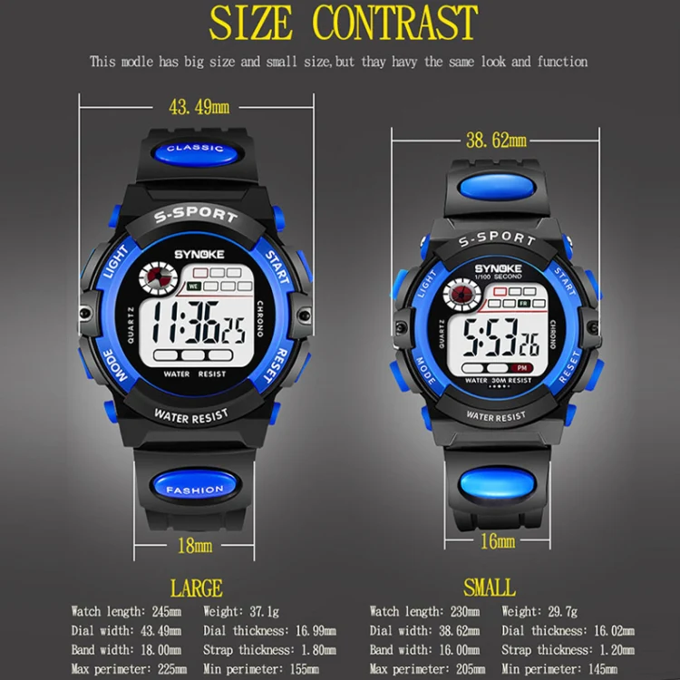 SYNOKE 99269 Children Sports Waterproof Digital Watch, Colour: Small (Yellow) - Image 3