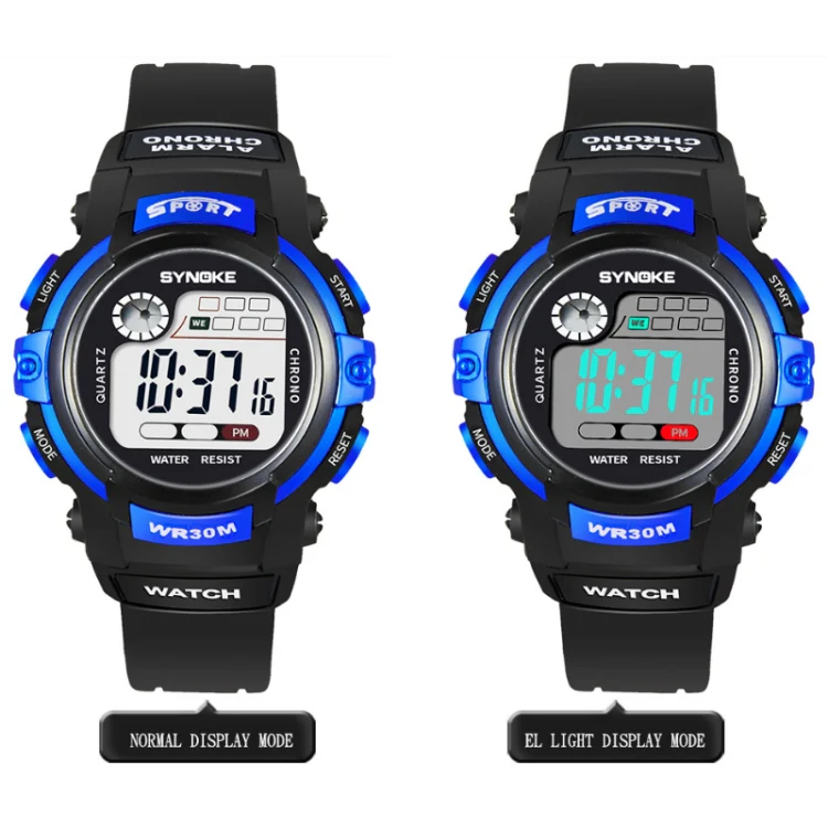 SYNOKE 99569 Children LCD Luminous Waterproof Electronic Sports Watch(Black Blue) - Image 3