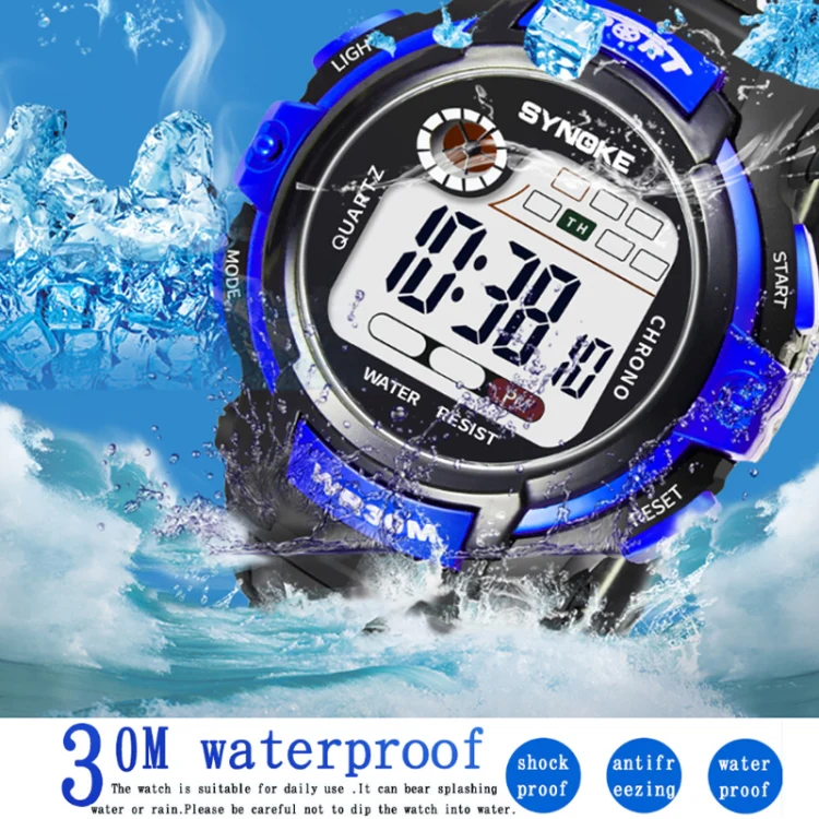 SYNOKE 99569 Children LCD Luminous Waterproof Electronic Sports Watch(Black Blue) - Image 5