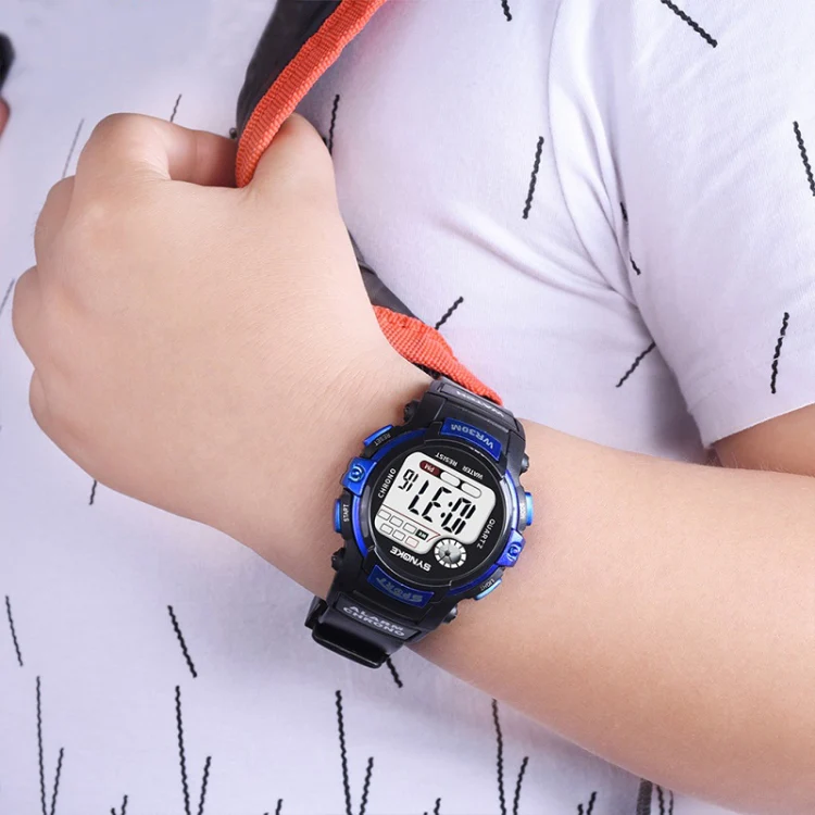 SYNOKE 99569 Children LCD Luminous Waterproof Electronic Sports Watch(Black Gold) - Image 6