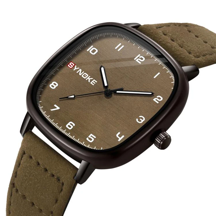 SYNOKE Men Quartz Watch Sport Retro Simple Leather Strap Quartz Watch Teenage Student Wristwatch(Black White) - Image 4