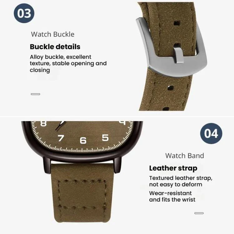 SYNOKE Men Quartz Watch Sport Retro Simple Leather Strap Quartz Watch Teenage Student Wristwatch(Coffee) - Image 6