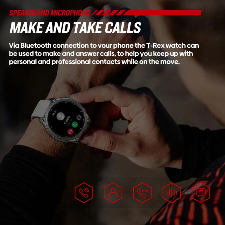 T-Rex 1.43 inch AMOLED Display Rugged Smart Watch with Built-in Flashlight(Grey) - Image 11
