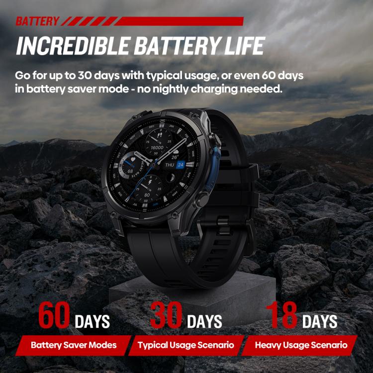 T-Rex 1.43 inch AMOLED Display Rugged Smart Watch with Built-in Flashlight(Grey) - Image 12