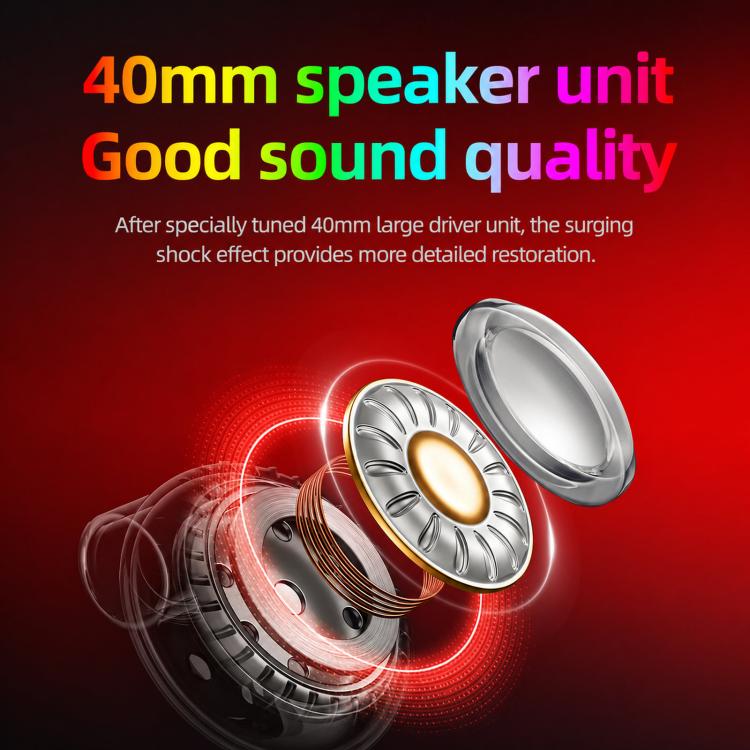 T-WOLF H150 Dual 3.5mm Plugs Gaming Headset with Microphone Over-Ear Stereo Wired PC Headphones with 40mm Speaker Drivers(Black Red) - Image 5