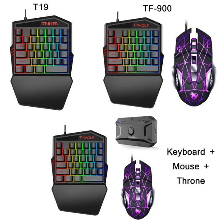 T-WOLF Mobile Gaming One-Handed Keyboard，Specification： Keyboard + Mouse + Throne - Image 2