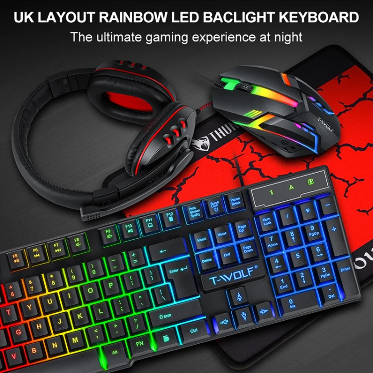 T-WOLF TF-800 4 in 1 Gaming Luminous Keyboard Mouse Headset Set(English Version) - Image 6