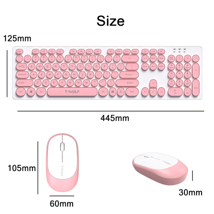 T-WOLF TF770 Mechanical Feel Wireless Gaming Keyboard And Mouse Set(Pink) - Image 3
