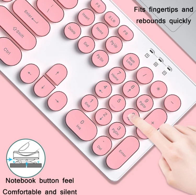 T-WOLF TF770 Mechanical Feel Wireless Gaming Keyboard And Mouse Set(Pink) - Image 5