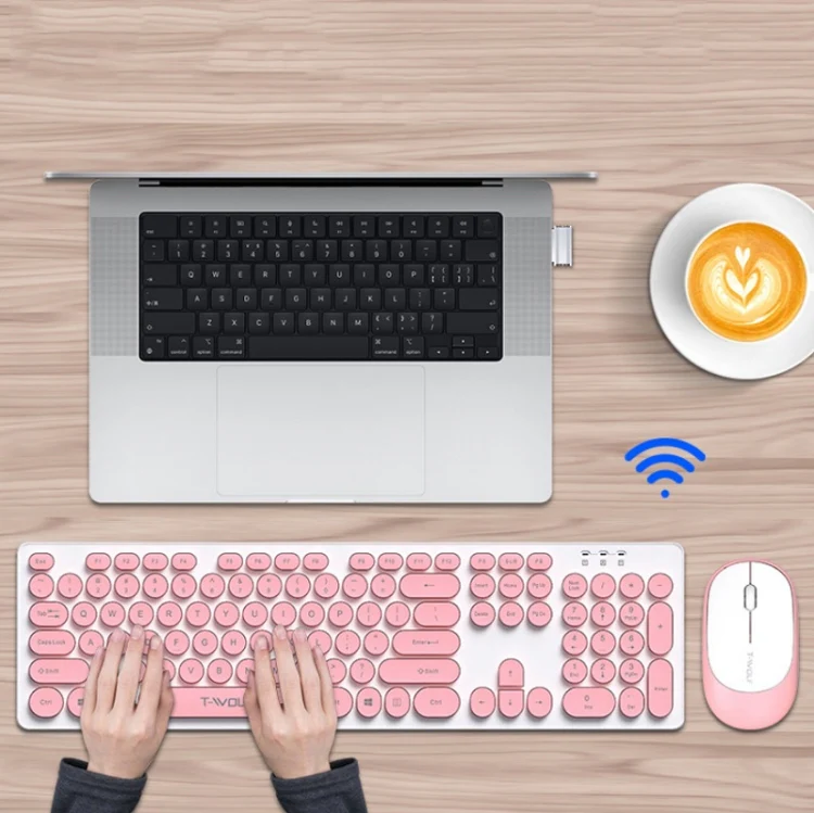 T-WOLF TF770 Mechanical Feel Wireless Gaming Keyboard And Mouse Set(Pink) - Image 6