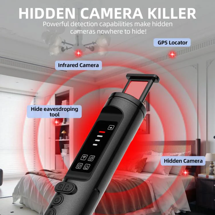 T015 Hidden Camera Detector Anti-Camera Bug Finder RF GPS Tracker Detector Signal Scanner(Black) - Image 4