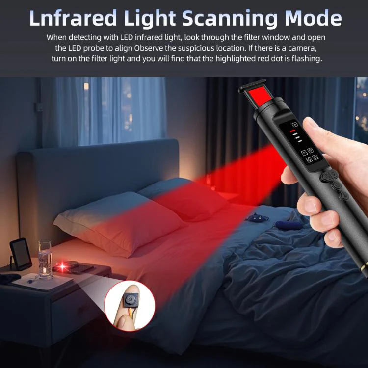 T015 Hidden Camera Detector Anti-Camera Bug Finder RF GPS Tracker Detector Signal Scanner(Black) - Image 5