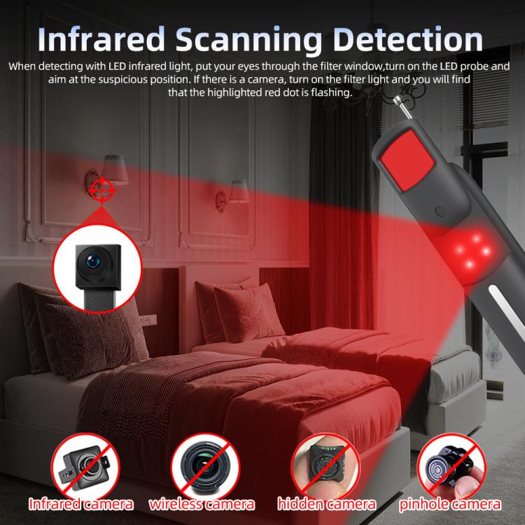 T07 Multifunctional Detector IR Scanner GPS WiFi Signal Anti-Spy Bug Finder for Hotel Travel(Black) - Image 4