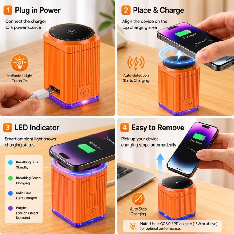 T10 15W Multifunctional Magnetic Wireless Charger Desktop Phone Stand(White) - Image 10