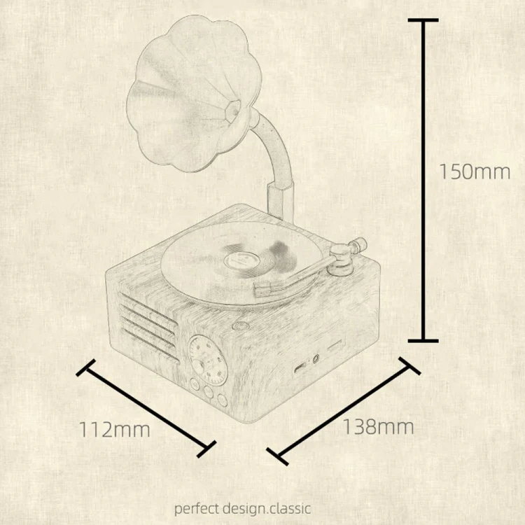 T15 Vinyl Atomic Bluetooth Retro Wireless Audio Desktop Speaker - Image 4
