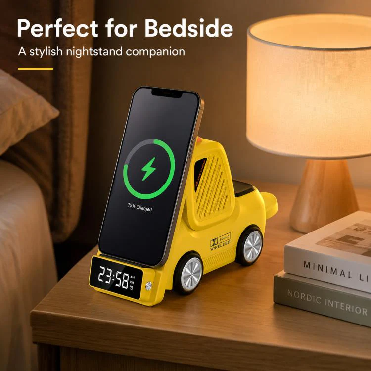 T30 6-in-1 Multifunctional Wireless Charger Car-Style Desktop Phone Holder(Orange) - Image 9