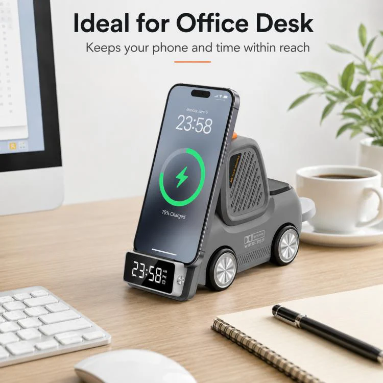 T30 6-in-1 Multifunctional Wireless Charger Car-Style Desktop Phone Holder(White) - Image 6