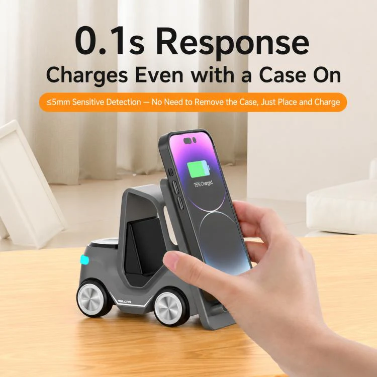 T30S 5-in-1 Multifunctional Wireless Charger Car-Style Desktop Phone Holder(Orange) - Image 8
