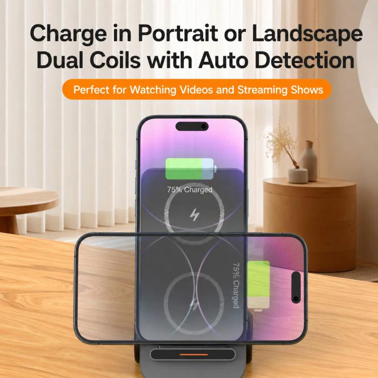 T30S 5-in-1 Multifunctional Wireless Charger Car-Style Desktop Phone Holder(Orange) - Image 9