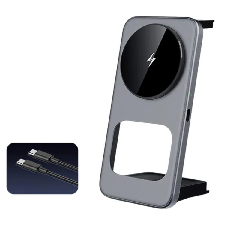 T40 15W 3-in-1 Ultra-Slim Foldable Magnetic Wireless Charging Stand(Metallic Grey)