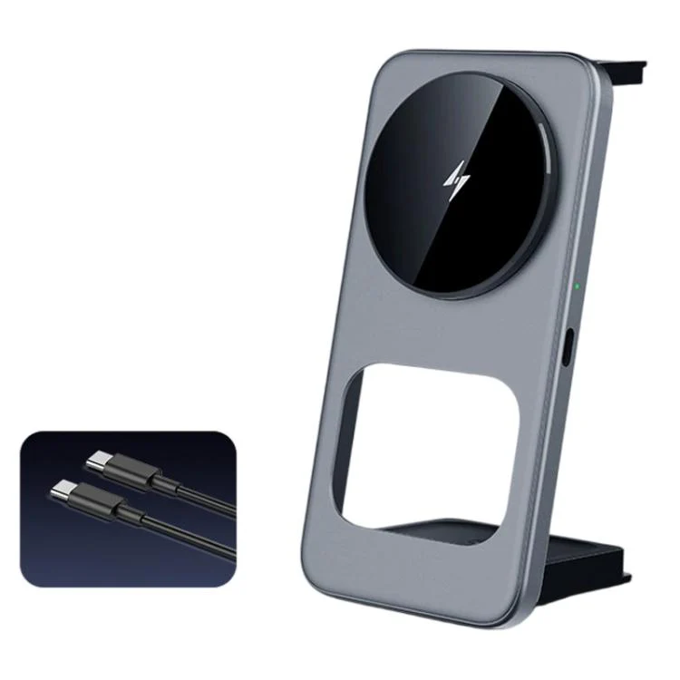 T40 15W 3-in-1 Ultra-Slim Foldable Magnetic Wireless Charging Stand(Spray Grey)