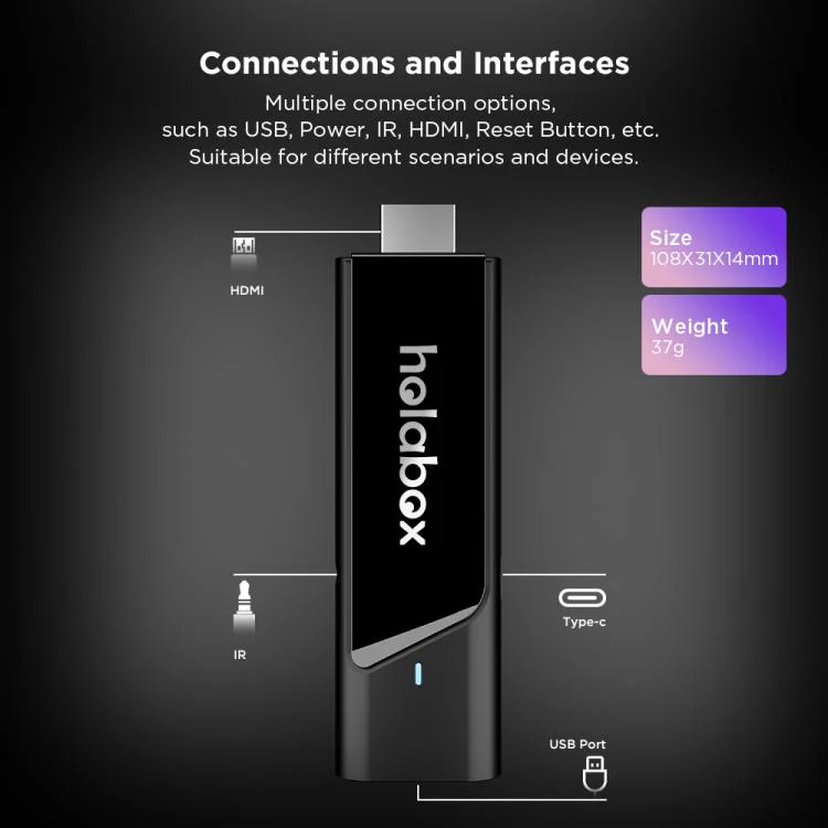 T600 HOLA BOX 4K UHD Android 11 TV Stick Amlogic S905Y4 2GB+16GB, Plug:EU Plug(Black Logo) - Image 9