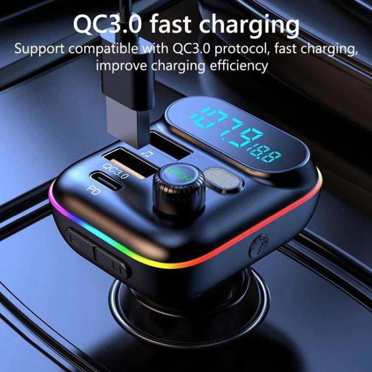 T70 Car MP3 Player FM Transmitter with Bluetooth USB Car Mobile Charger QC3.0 Quick Charge U Disk Music Player FM Modulator - Image 6