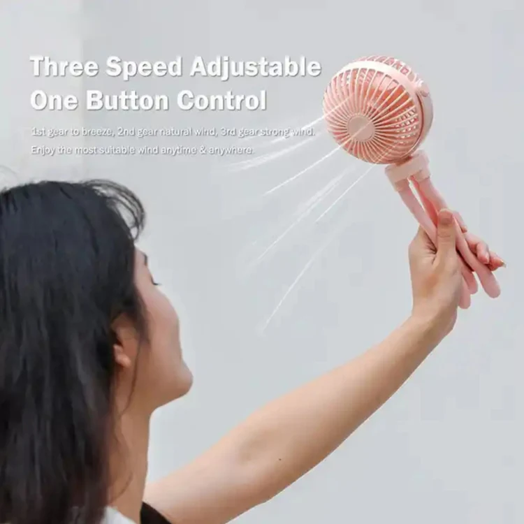 T8 2000mAh Flexible Octopus Tripod Rotatable Portable Fan(Pink) - Image 3