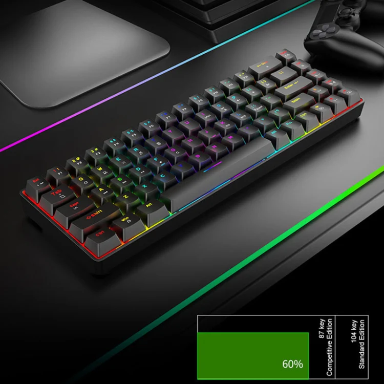 T8 68 Keys Mechanical Gaming Keyboard RGB Backlit Wired Keyboard, Cable Length:1.6m(White RGB Red Shaft) - Image 7