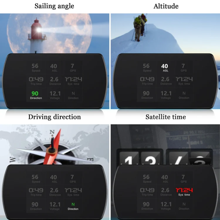 T800 Car HUD Head-up Display GPS Speed Display Speed / Voltage Alarm Altitude Display - Image 6