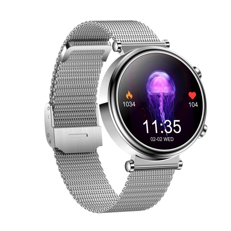 T86 Woman Health 1.27 inch Smart Watch, BT Call / Physiological Cycle / Heart Rate / Blood Pressure / Blood Glucose / SOS(Silver Steel Band) - Image 2