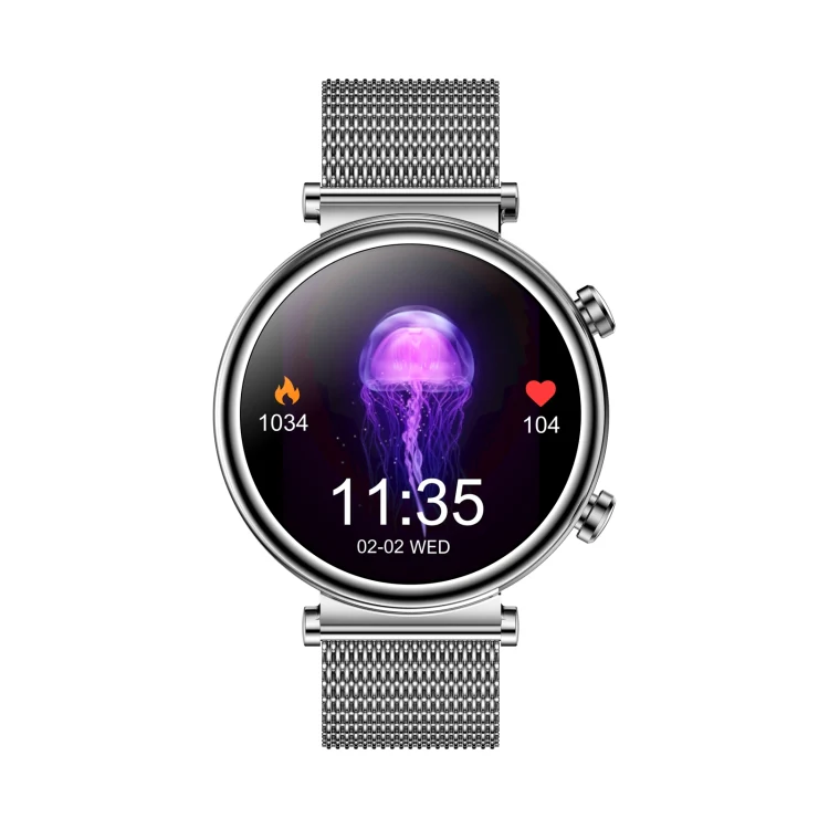 T86 Woman Health 1.27 inch Smart Watch, BT Call / Physiological Cycle / Heart Rate / Blood Pressure / Blood Glucose / SOS(Silver Steel Band) - Image 3