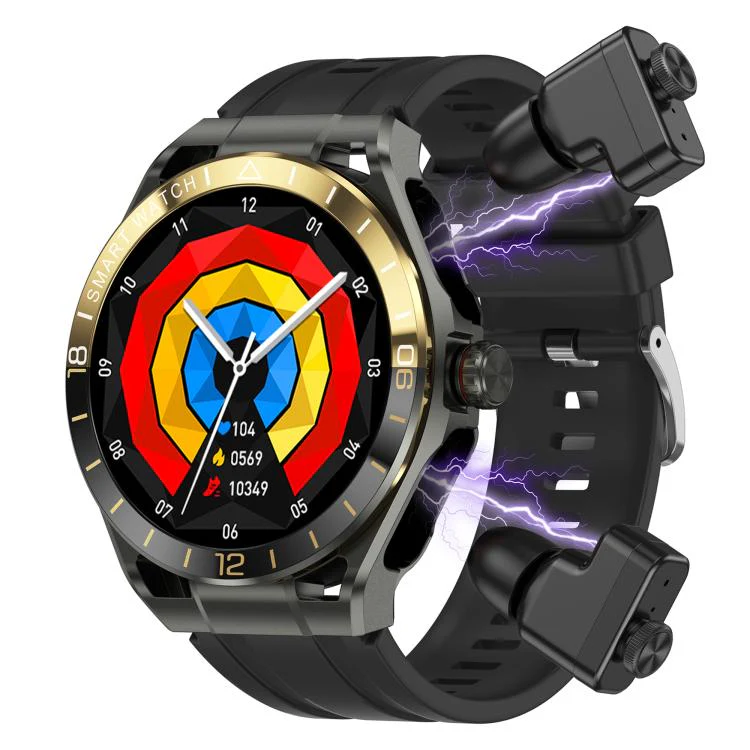 T95E 1.52-inch Display 2-in-1 Smart Sports Watch TWS Bluetooth Earphones(Black Gold)