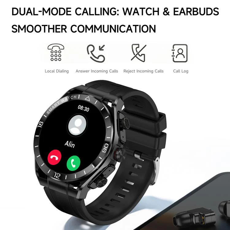 T95E 1.52-inch Display 2-in-1 Smart Sports Watch TWS Bluetooth Earphones(Black Gold) - Image 10