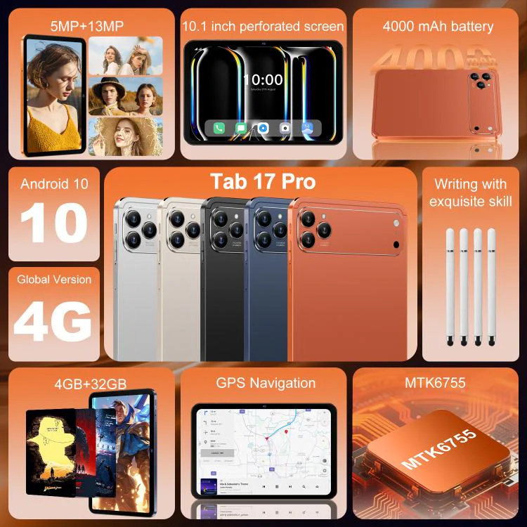Tab 17 Pro 10.1 inch 4G LTE Tablet PC, 4GB+32GB, Android 10 MTK6755 Octa Core, US Plug (Gold) - Image 5