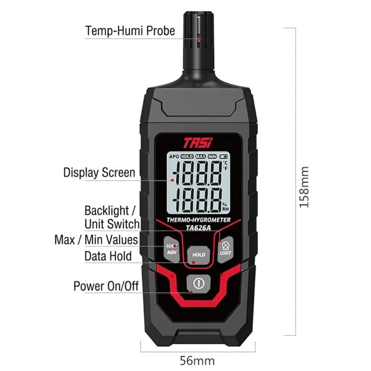 TASI TA626A High Precision Digital Temperature Humidity Meter Environmental Temperature Meter - Image 3
