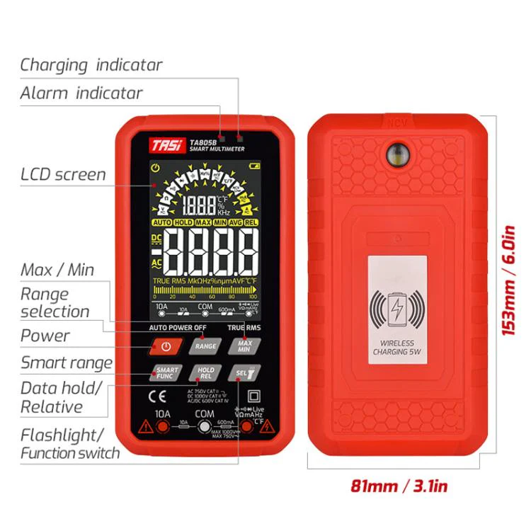 TASI TA805A Battery-powered Large Screen Digital Fully Automatic Smart Multimeter - Image 13