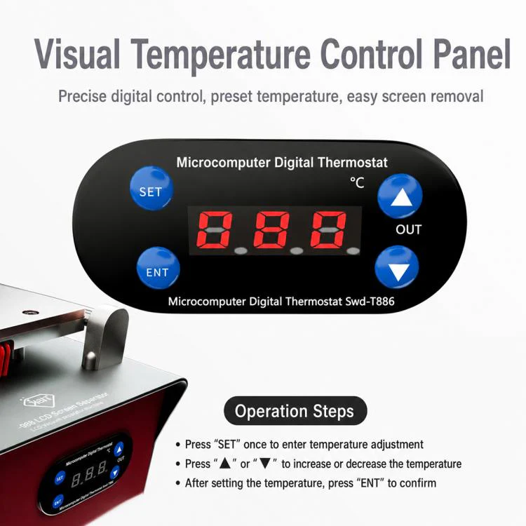 TBK 988 Intelligent Temperature Control LCD Screen Heating Separator, Plug:EU Plug - Image 6