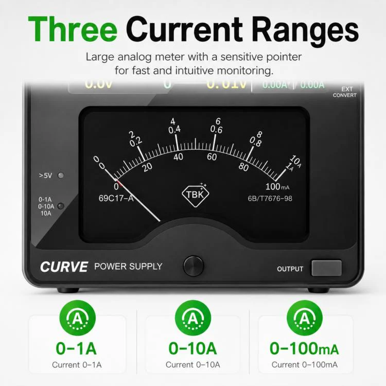 TBK TBK-218 30V / 10A Intelligent Control Curved DC Regulated Power Supply with Pointer Meter, Plug:AU Plug - Image 8