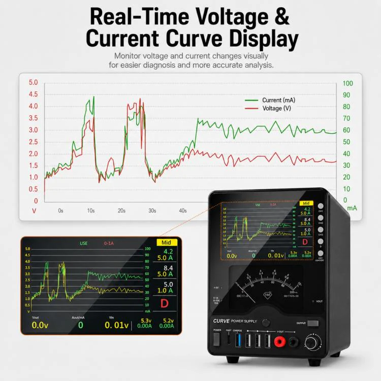 TBK TBK-218 30V / 10A Intelligent Control Curved DC Regulated Power Supply with Pointer Meter, Plug:EU Plug - Image 6