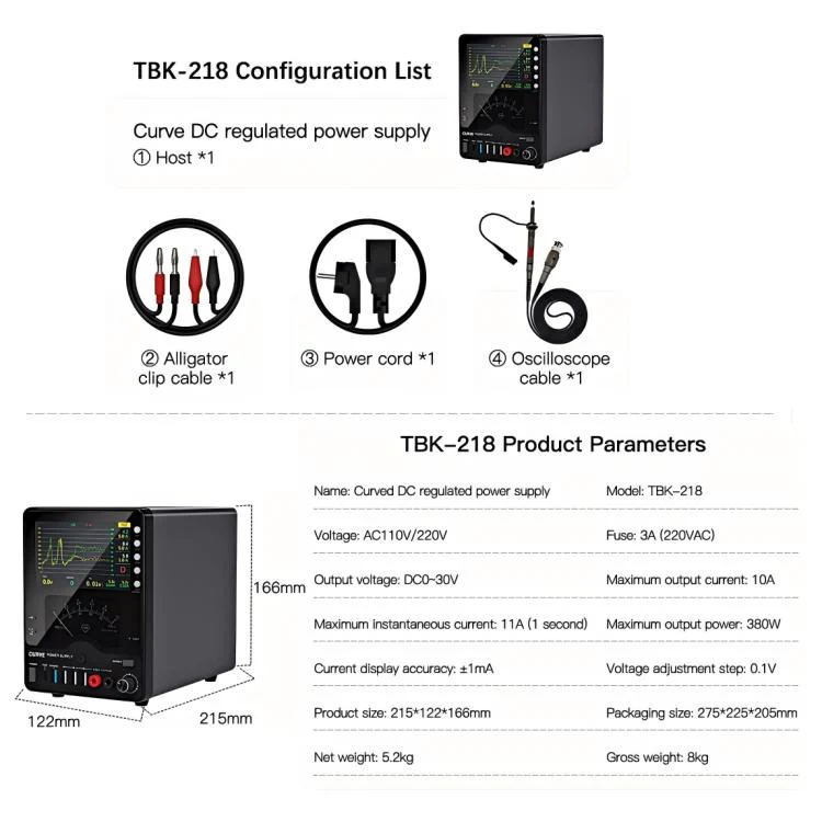 TBK TBK-218 30V / 10A Intelligent Control Curved DC Regulated Power Supply with Pointer Meter, Plug:US Plug - Image 10