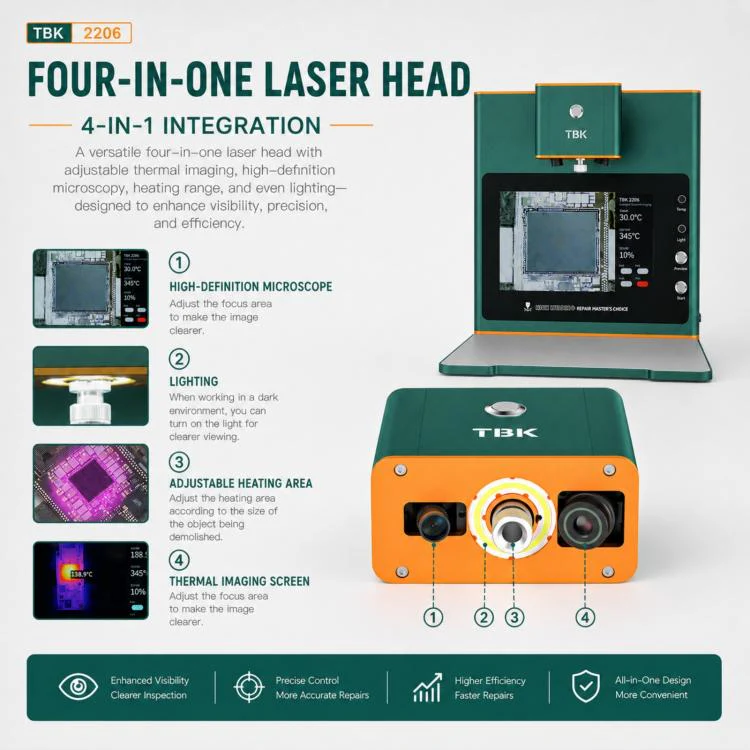 TBK TBK-2206 45W High-Power Intelligent Laser Desoldering Machine with HD Display, Plug:AU Plug - Image 7