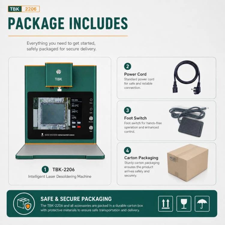 TBK TBK-2206 45W High-Power Intelligent Laser Desoldering Machine with HD Display, Plug:EU Plug - Image 12