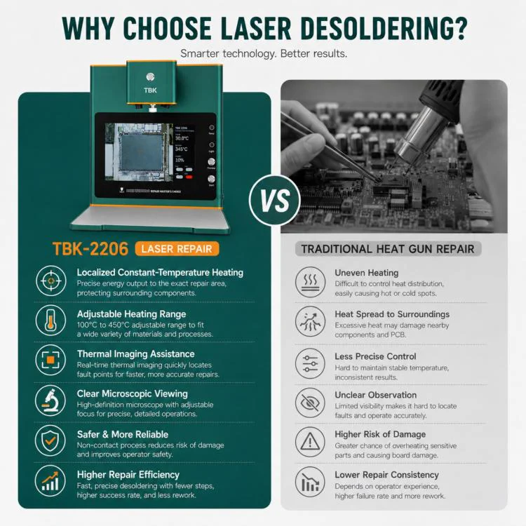 TBK TBK-2206 45W High-Power Intelligent Laser Desoldering Machine with HD Display, Plug:EU Plug - Image 4