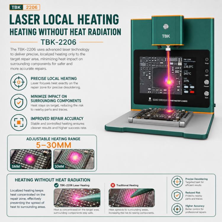 TBK TBK-2206 45W High-Power Intelligent Laser Desoldering Machine with HD Display, Plug:EU Plug - Image 5