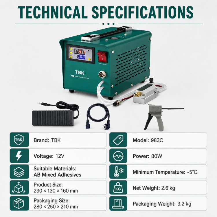 TBK TBK-983C AB Glue Cooling Dispensing Machine, Plug:US Plug - Image 9